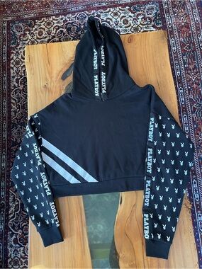 PLAYBOY NWOT Cropped Hoodie AOP Arms Medium
